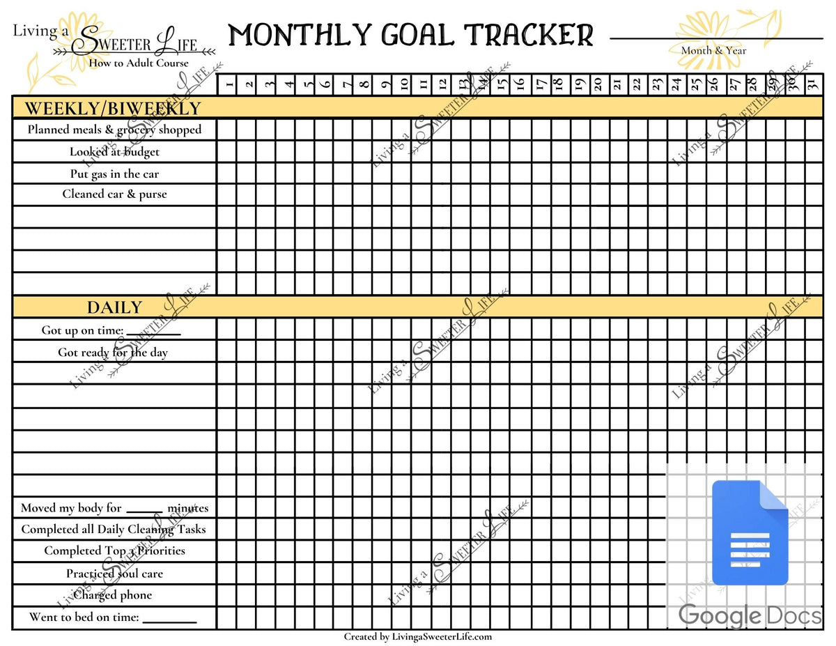Goal Tracker Bullet Journal Build, Track, & Improve Habits Living a